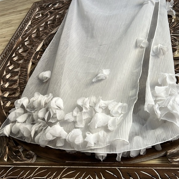 Vintage Y2K Badgley Mischka 80” 3D Sheer Organza Scarf Wrap Shawl Coverup White - Picture 7 of 15